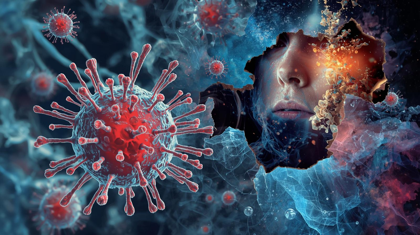 Illustration showing the relationship between immune cells, inflammation, anxiety, and sleep regulation